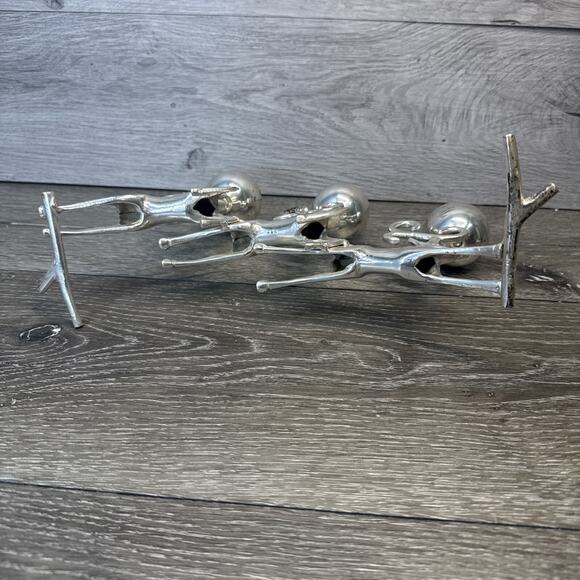 VTG 3 Silver Reindeer Deer Bucks Antler 3 Tea Light Candle Holders Candelabra - Picture 10 of 10